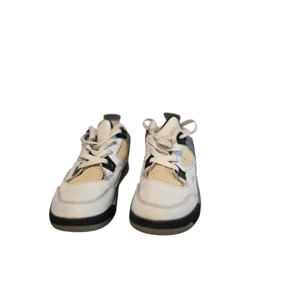Jordan 4 Retro White Cement Kids Sneakers White Grey Black 308500-103 Size 10C - Picture 4 of 6